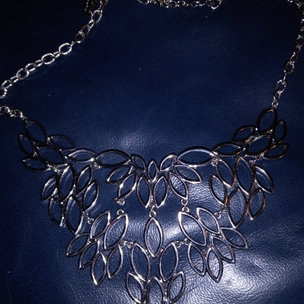 Silver tone Bib necklace